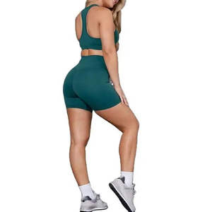 Vente en gros de tenues de sport et de yoga personnalisées légères pour femmes, ensemble soutien-gorge et short 2 pièces, ensembles pour femmes - Product Image 5