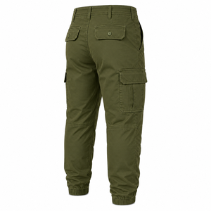 Pantalon cargo homme personnalisé, coupe jogger, avec revers élastiques et poches latérales à rabat, couleur unie - Product Image 6