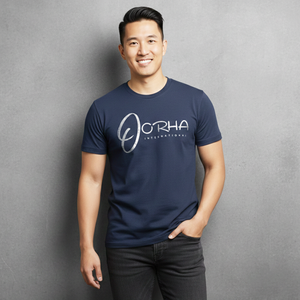 เสื้อยืดลำลองผู้ชาย ผ้าฝ้ายคุณภาพพรีเมียม สีกรมท่า ระบายอากาศได้ดี พร้อมปักชื่อแบรนด์ตามสั่ง - Product Image 2