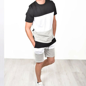High Quality Custom Logo Men's Summer Solid <b>Knitted</b> <b>Set</b> White Shirt & Red Shorts Polyester/Cotton Breathable High Street Style - Product Image 3