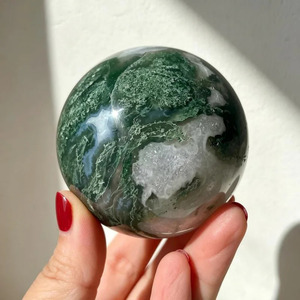 Esfera de Ágata Musgosa Pulida, Globo de Cristal Natural, Artículo Coleccionable de Arte, Decoración Feng Shui - Product Image 2
