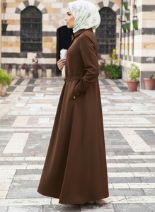 Vestido Largo Elegante y Modesto para Mujer, Manga Larga, Liso, con Cinturón, Estilo Islámico, Informal, Holgado - Product Image 4