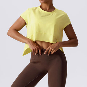 Camiseta Corta Personalizada con Cuello Redondo para Mujer, Venta al por Mayor, Manga Corta, Informal, Tejida, Ecológica, para Verano - Product Image 3