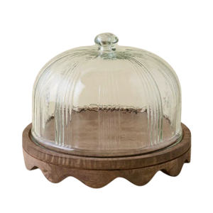 Hot Selling Modern Single Plate Wedding <b>Cake</b> <b>Stand</b> With <b>Glass</b> Dome Custom Logo Black Color Wood Fruit & Dessert Display <b>Stand</b> - Product Image 6