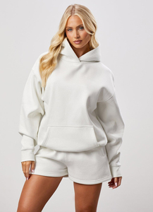 Sweat à capuche ample et confortable pour femme, imprimé, brodé, logo personnalisé, pull côtelé de haute qualité, poche kangourou, couleur unie - Product Image 5