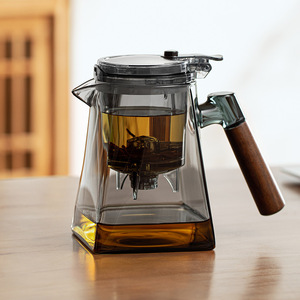 700ml High Borosilicate Glass <b>Teapot</b> Filter Tea Pot with Wooden Handle Heat Resistant Tea Serving Pot for Home Office - Product Image 1