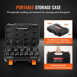 1/2 "Ổ Đĩa sâu trục Nut tác động ổ cắm bộ 6 + 12 điểm Metric ổ cắm 14PCS xe công cụ - Product Image 6