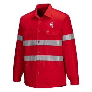 Service OEM, chemises de soudage FR pour hommes de haute qualité, fabricant pakistanais, dernier design, couleur unie rouge réfléchissante - Product Image 3