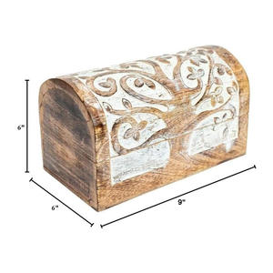 <b>Cheap</b> Vintage Wooden Storage Box for Jewelry, <b>Rings</b>, Earrings, Coins and Decorative Keepsakes with Handmade Carved Craftsmanship - Product Image 2