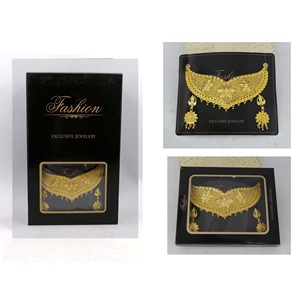 Gargantilla chapada en oro hermoso collar conjunto pendiente mujer diseñador matrimonio Petite Arabes collar tradicional chapado en oro - Product Image 6