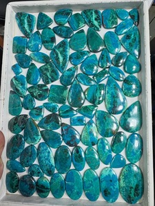 พลอยชาตัคไซต์มาลาไคต์ธรรมชาติทรงหลังเบี้ย คุณภาพ AAA สีฟ้าอมเขียว พลอยหลวมสำหรับทำเครื่องประดับ ขายส่ง สำหรับผู้ซื้อจากสหรัฐอเมริกา สหราชอาณาจักร เยอรมนี - Product Image 2