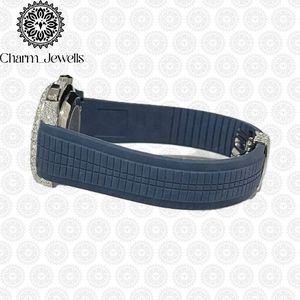 Charm_Jewells Luxury Unisex Watch 40mm Stainless Steel Case Diamond Encrusted Silicone Band <b>Chronograph</b> Mechanical Movement 10 - Product Image 6