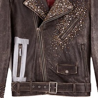 Veste en cuir véritable lavé pour femme, style moto, avec fermeture éclair décorative, coupe classique, couleur unie, col rabattu, élégante