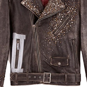 <b>Women</b> Washed Genuine Leather Moto Jacket Decoration Zipper Regular Fit Solid Color leather Made Stylish Jacket Turn Down <b>Collar</b> - Product Image 5
