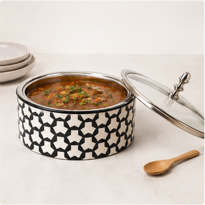 Olla de lujo con diseño de incrustaciones de hueso, cacerola aislada, calentador de alimentos hecho a mano de acero inoxidable con tapa de vidrio para buffet de bodas - Product Image 5