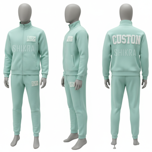 Survêtement Homme SHIKRA Noir à Fermeture Éclair Intégrale, Tenue Décontractée 100% Polyester Coupe Classique Col Montant avec Impression par Transfert Thermique Motif Lettres - Product Image 2