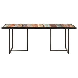 Multicolor <b>Solid</b> Reclaimed <b>Wood</b> Dining <b>Table</b> 78.7 X 39.4 Inches - Product Image 2