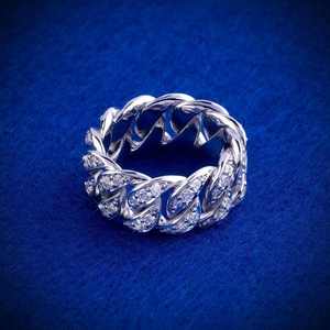 Anillo Cubano de Plata 925 Chapado en Oro con Moissanita, Diseño Trenzado, Corte Brillante Redondo, Engaste de Garras, Anillos de Piedras Preciosas Estilo Hip Hop para Regalo de Boda - Product Image 4