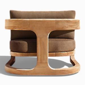 Canapé de jardin moderne en teck massif 1 place, tissu imperméable, chaise longue de luxe pour villa, hôtel, complexe hôtelier - Product Image 4