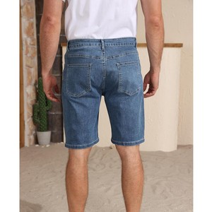 Nouveaux shorts en jean pour hommes, coupe droite, taille mi-haute, délavés clair, en coton respirant, tissés, décontractés pour l'été, OEM ODM - Product Image 2