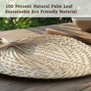 Éventail artisanal en feuilles de palmier naturelles, portable, rustique, pour décoration de mariage, souvenir, décoration murale, cadeau de mariage - Product Image 2