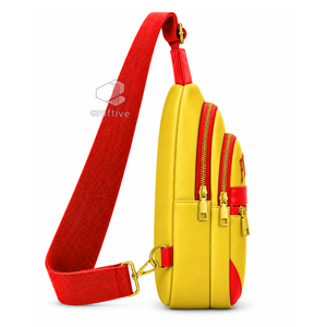 Bolso Bandolera de Piel Sintética Color Rojo y Dorado para Mujer, Marca NSPDK, con Correa Ajustable y Múltiples Compartimentos - Product Image 3