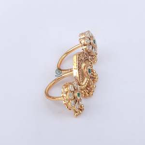 Varnika Antique Designer Rose Gold Plated Vintage Gemstone Band Ring - Product Image 3