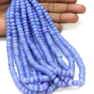 Hermosas cuentas de ópalo azul en forma de rondel, lisas, de 6-9 mm, cuentas de ópalo azul liso, cuentas de ópalo de calidad AAA, joyería. - Product Image 1