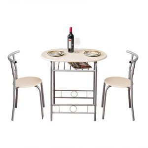 Set Tavolo da Colazione e Due Sedie in PVC Naturale YJ per Sala da Pranzo - Product Image 2