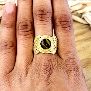 Hot Design Silver <b>Eye</b> Boho <b>Tiger</b> <b>Eye</b> Vintage Brass <b>Ring</b> Women 18k Gold Plated Certified Filigree Tribal Swirl Jewelry - Product Image 3