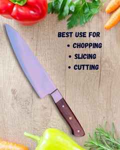 Couteau de chef professionnel de 8 pouces, manche ergonomique en bois personnalisé, couteau à découper avec étui en cuir tressé - Product Image 3
