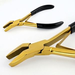Curved Flat Hair Extension Installation Plier Fine Serrated Teeth Rubber Grip Micro Ring <b>Bead</b> Compression Tool for Nano Ring - Product Image 1