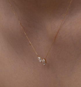 Collier Pendentif Classique en Moissanite Plaqué Argent Coupe Marquise, Unisexe, Solitaire, Motif Végétal, Breloque Tendance, Style Fiançailles - Product Image 1