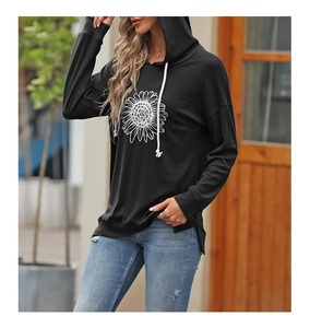 Nouvelle collection de sweat-shirts à capuche pour femmes, 100 % coton, manches longues, col en V, imprimés, confortables, pour l'hiver, personnalisables - Product Image 3