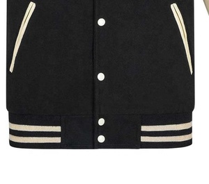 Veste de baseball unisexe personnalisée en gros avec logo, veste bomber décontractée de style universitaire avec manches en cuir, broderie, veste universitaire - Product Image 4