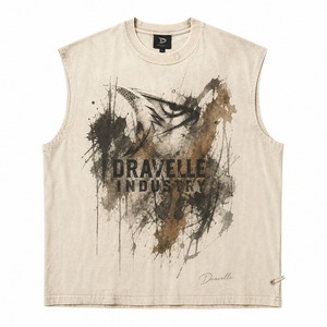Custom Men’s <b>Y2K</b> Sleeveless Muscle Tee Oversized Boxy Fit Vintage Wash Cotton Grunge Streetwear Tank <b>Top</b> - Product Image 3
