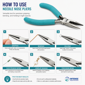 Professional 5 Inch Chain <b>Nose</b> Jewelry Pliers with Side Cutter Double Leaf Spring Stainless Steel Wire Wrapping Tool - Product Image 3