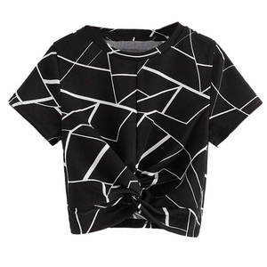 T-shirts crop top rayés de qualité supérieure à manches courtes amples et respirants pour femme – Collection été 2026 - Product Image 1