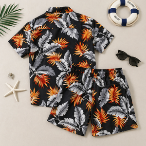 Men's Casual Summer Satin Shirt-Floral Pattern 300g Lightweight Breathable Anti-Pilling Quick Dry Eco-Friendly Short Sleeve - Product Image 2