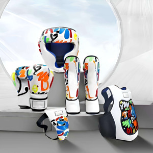Meilleur ensemble de boxe sur mesure professionnel : Gants de boxe, protège-tête de sparring, protège-guêtres en cuir PU pour l'entraînement - Product Image 4