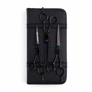 Ensemble de ciseaux triple ultra-légers noir mat professionnels en acier inoxydable pour la coupe et l'éclaircissement des cheveux – Fournisseur en gros pour salons - Product Image 1
