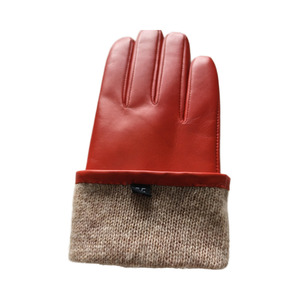 Red Leather Wrist <b>Gloves</b> Thermal Unlined Plain Style for Winter Casual Wear - Product Image 4