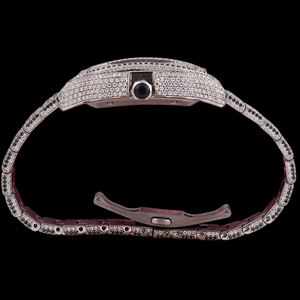 Gorgeous <b>Square</b> Dial Moissanite Bezel Setting Fashion Hip Hop <b>Man's</b> Made Two Tone Roman Red Color Numerals Fancy Diamond <b>Watch</b> - Product Image 4