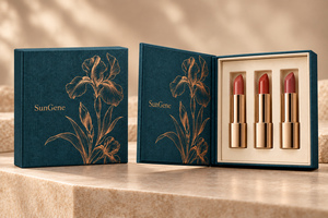 Boîte d'emballage cosmétique rigide personnalisée de style livre pour trois rouges à lèvres - Product Image 6