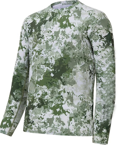 เสื้อแรชการ์ดแขนยาวลายพรางสำหรับผู้ชาย ระบายอากาศได้ดี แห้งเร็ว ผลิตจากโพลีเอสเตอร์/คอตตอน เหมาะสำหรับตกปลา ป้องกันแสงแดด UPF 50+ - Product Image 1