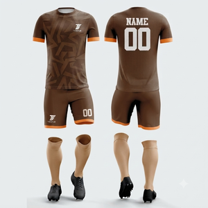 Ensemble d'uniformes de football personnalisables pour adultes en gros - 100 % polyester, impression par transfert thermique/sublimation, séchage rapide, short à taille élastique - Product Image 3