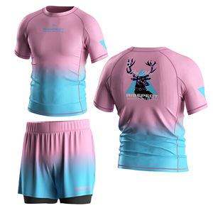 Rashguard unisexe éco-responsable BJJ UPF 50+ en tissu recyclé pour entraînement MMA, manches courtes, compression Jiu Jitsu & Grappling 220g - Product Image 5