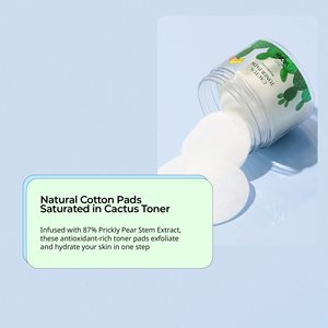 YADAH Cactus Toner Pads Acne Treatment Moisturizing Facial Cleansing Exfoliating Toning Pads 60 Count Cotton Material Vegan Oil - Product Image 2