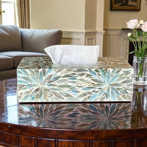 Caja para pañuelos de nácar con patrón de rejilla de diamantes - Decoración del hogar - Product Image 4