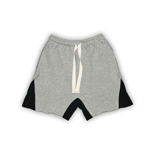 Shorts pour hommes en coton de haute qualité, personnalisés OEM, avec empiècements contrastants et bords bruts, coupe évasée - Product Image 5